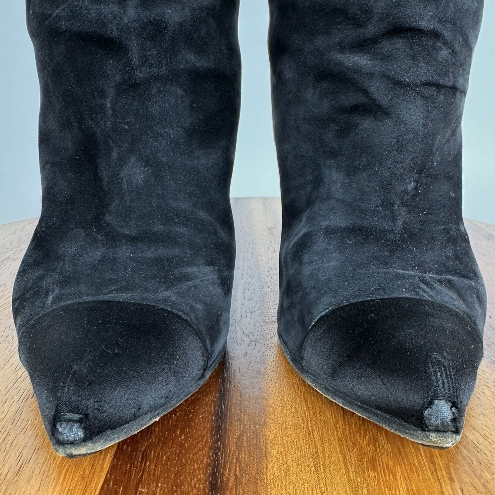 Womens Chanel Black Calfskin‎ Suede Satin Gabrielle Heeled Mid Boots Size EU 36 - Picture 8 of 11